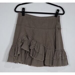 ClockHouse Womens Medium EU 38 Brown Ruffle Mini Skirt Y2K Cotton Casual Tiered